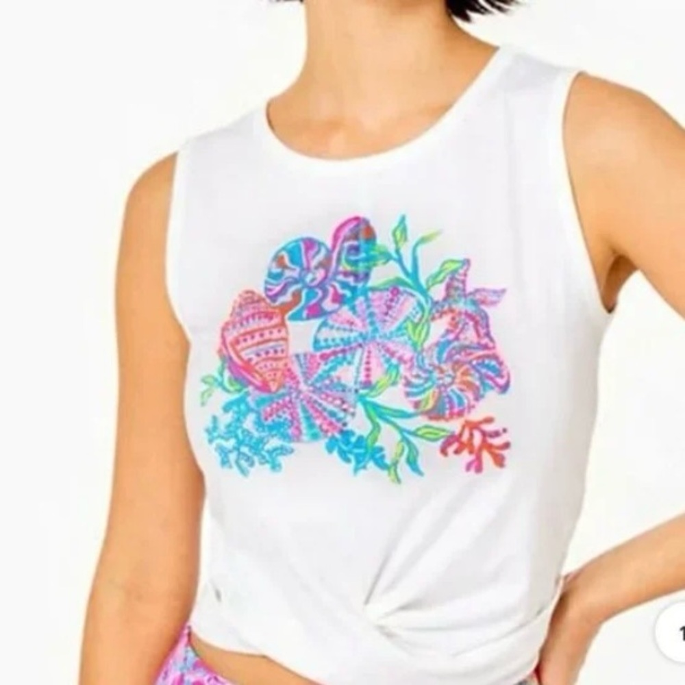 Lilly Pulitzer Luxletic Greer Tank Top “Shell Me Something Good” Large